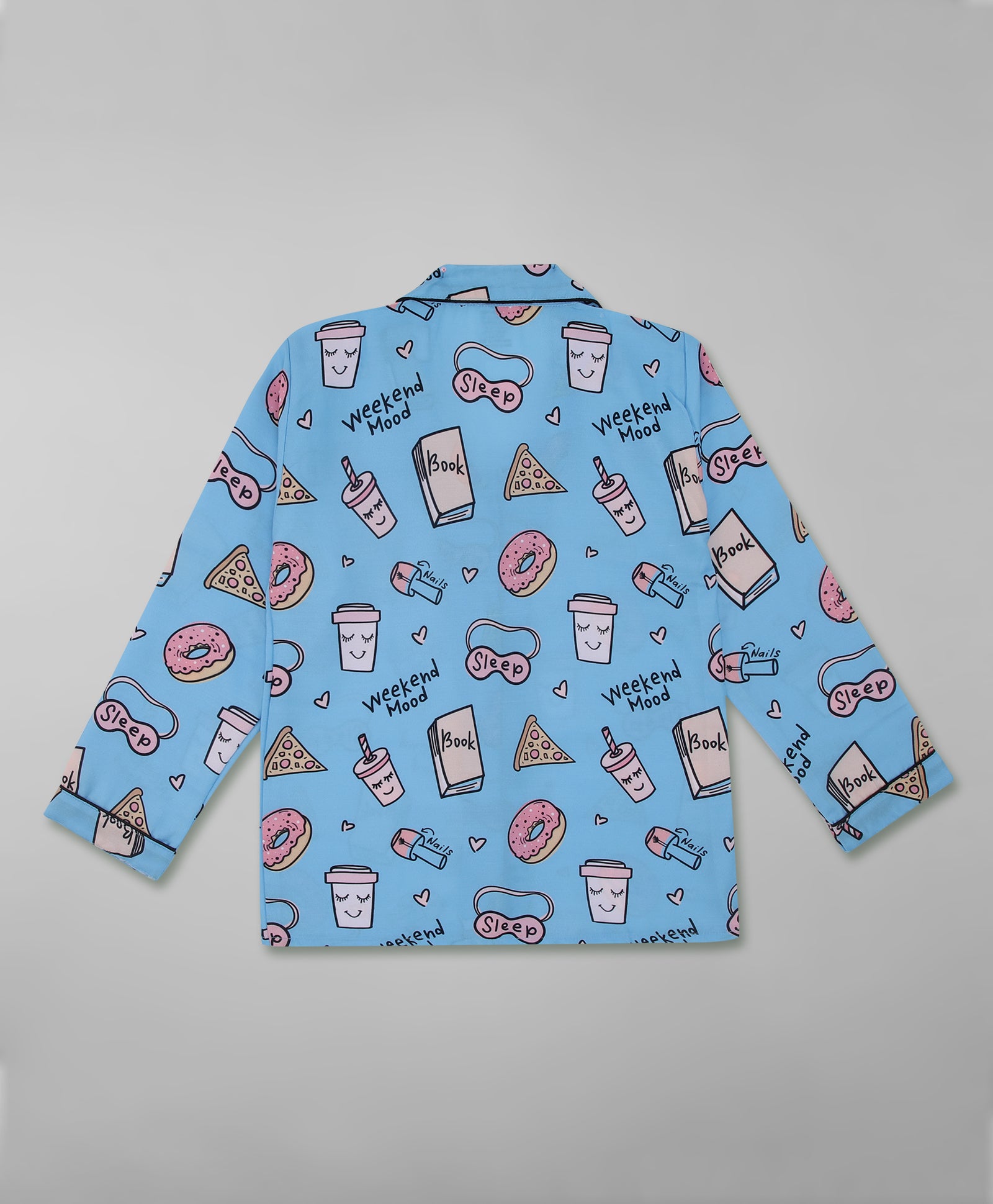 Weekend Mode Kids Pj Set - Cotton Rayon Pj Set with Notched Collar