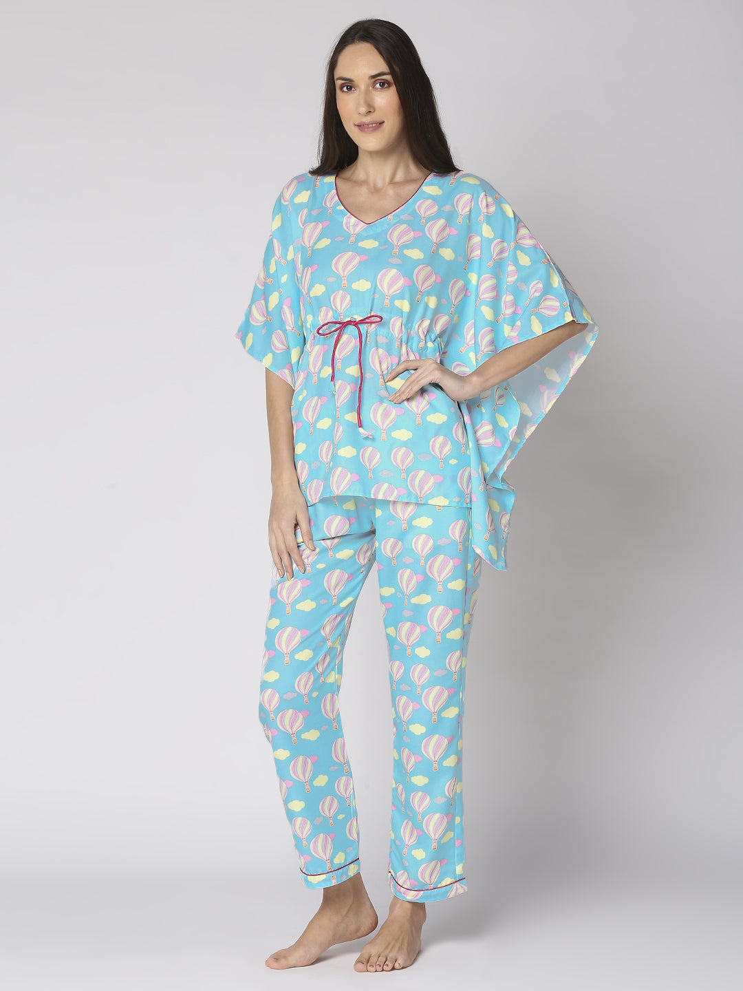 Hot Air Balloon Kaftan Pj Set - Cotton Rayon Pj Set in Kaftan Style