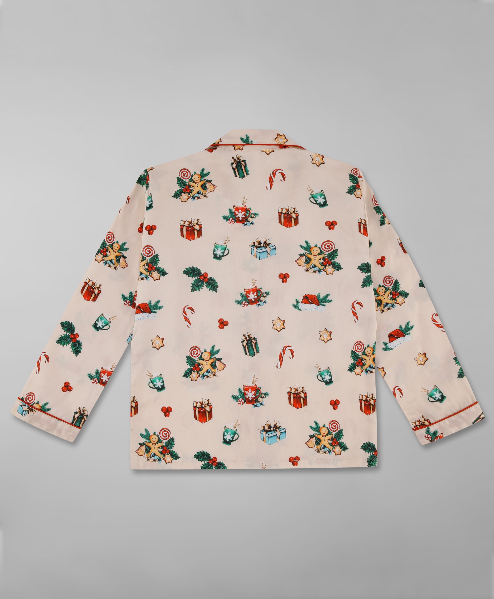 Christmas Cheers Kids Button Down Pj Set - Pure Cotton Pj Set with Notched Collar