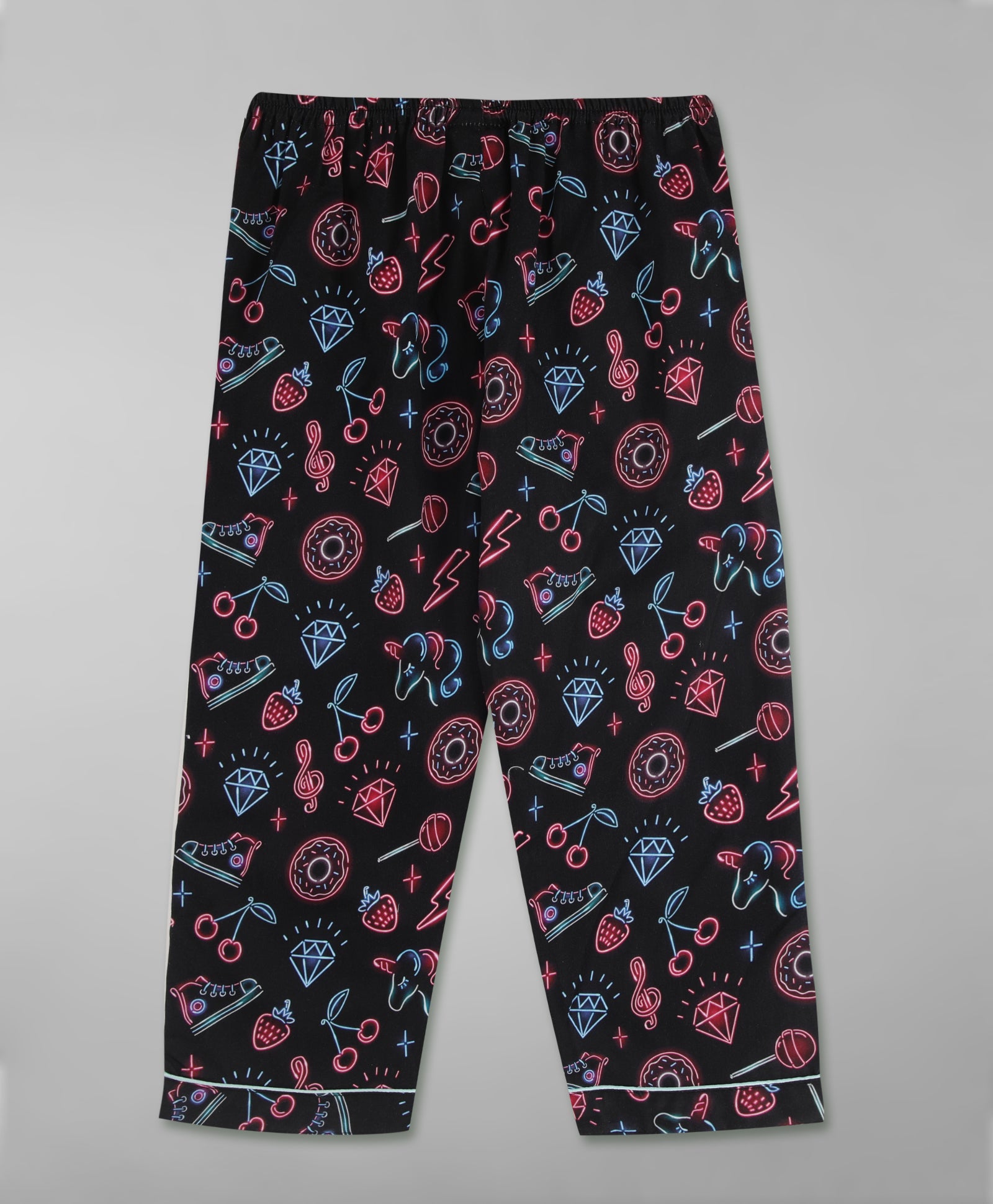 Neon Party Kids Button Down Pj Set - Pure Cotton Pj Set with Notched Collar