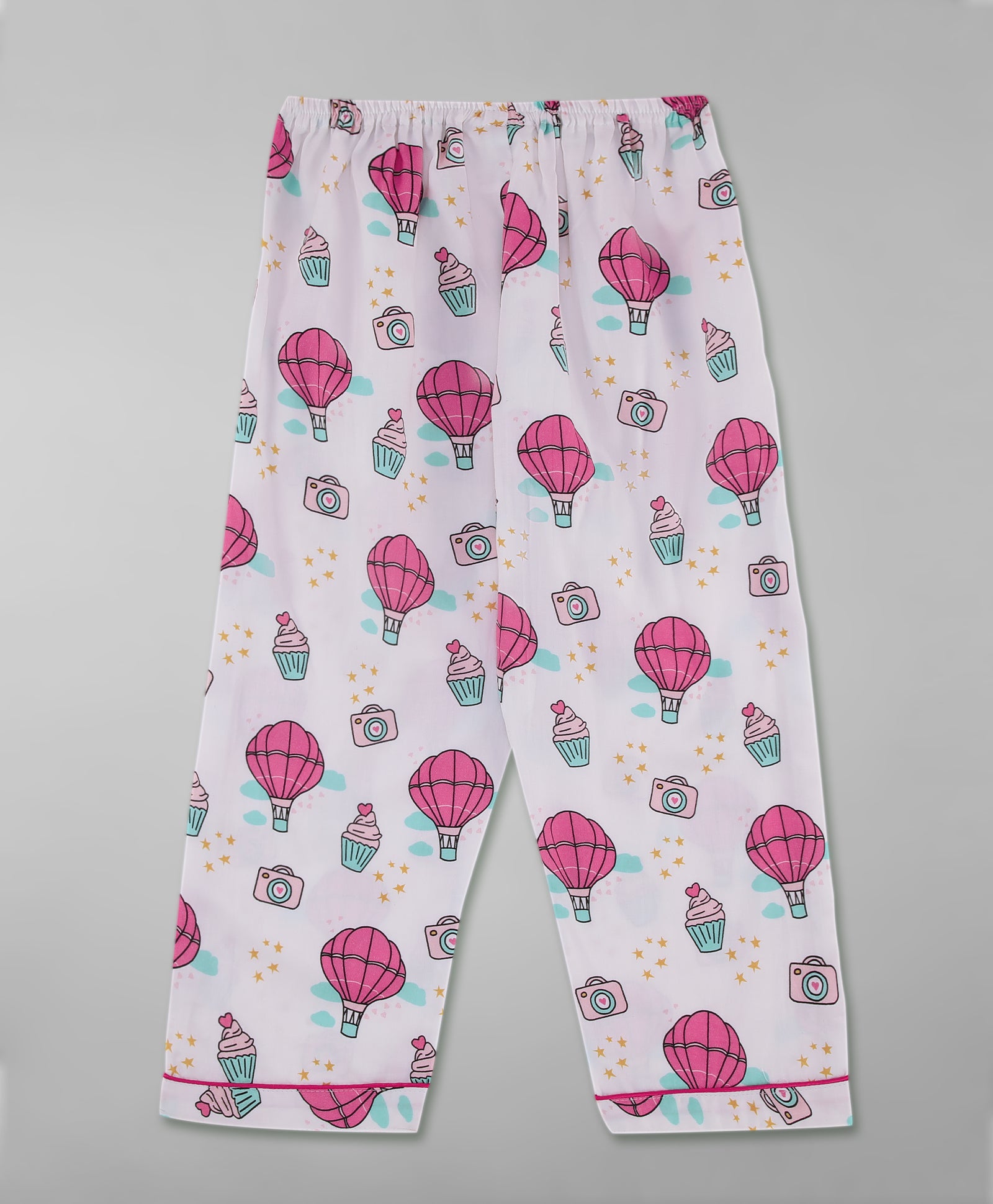 Parachutes & Camera Kids Button Down Pj Set - Pure Cotton Pj Set with Notched Collar