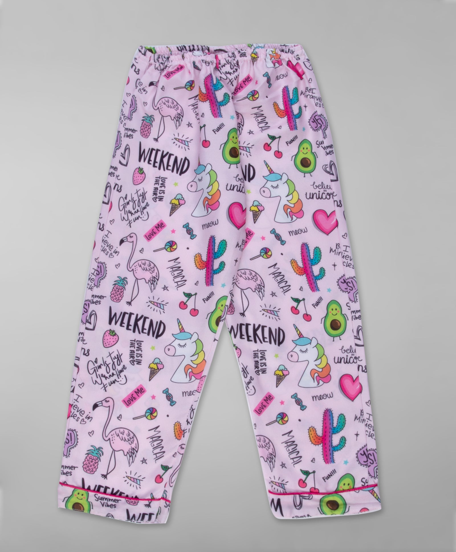 Pink Party Kids Pj Set - Cotton Rayon Pj Set with Notched Collar