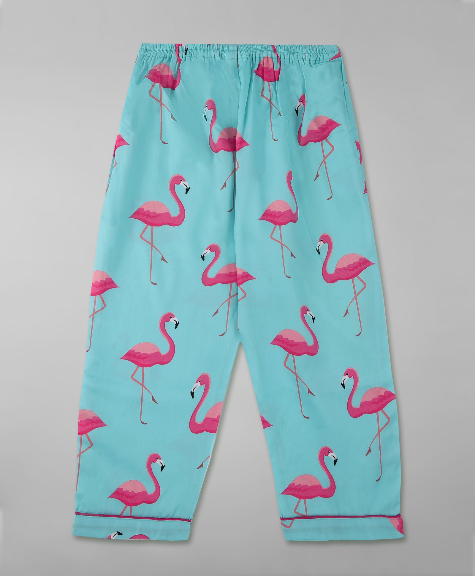 Pink Flamingo Kids Button Down Pj Set - Pure Cotton Pj Set with Notched Collar