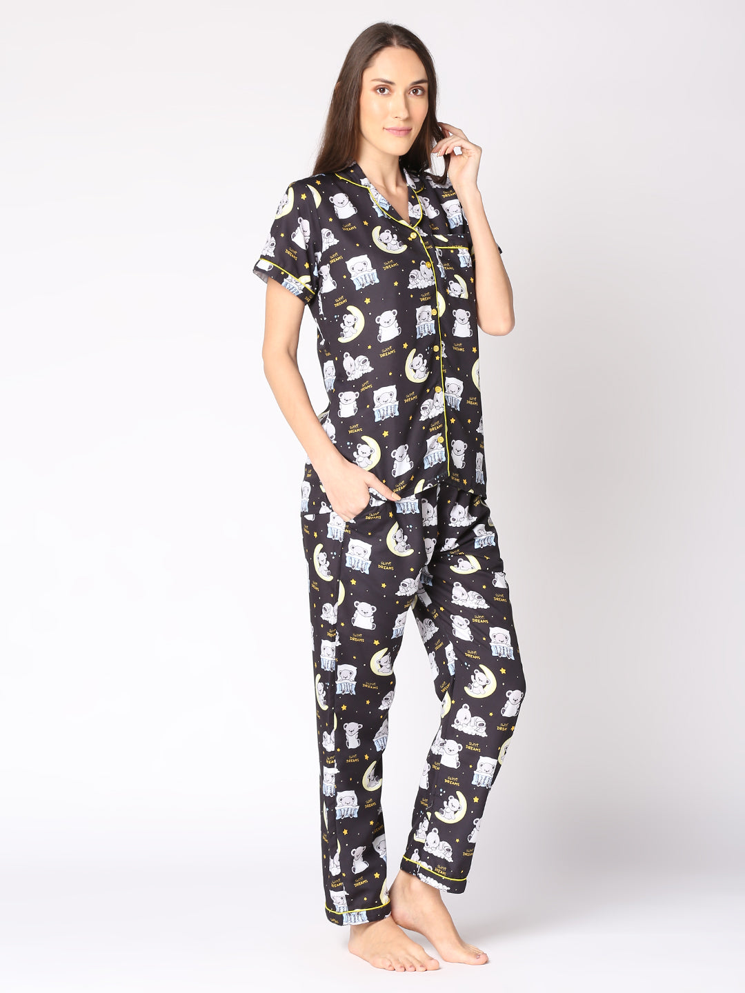 Sweet Dreams Button Down Pj Set - Cotton Rayon Pj Set with Notched Collar