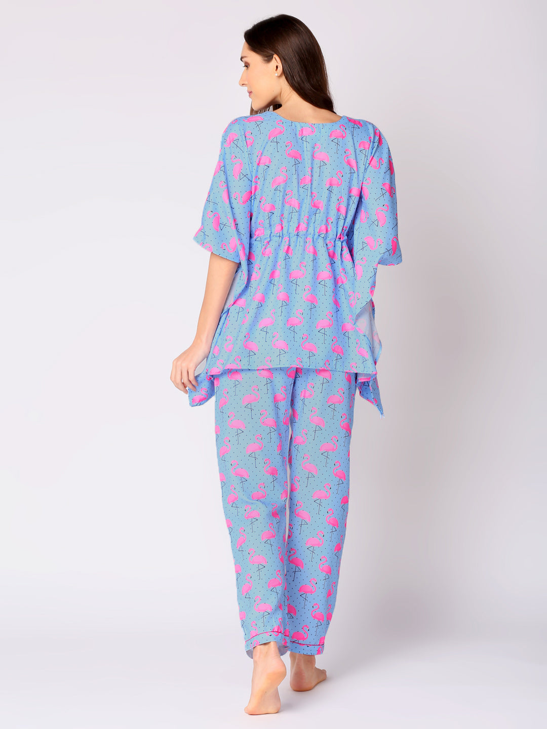 Flamingo & Dots Kaftan Pj Set - Cotton Rayon Pj Set in Kaftan Style