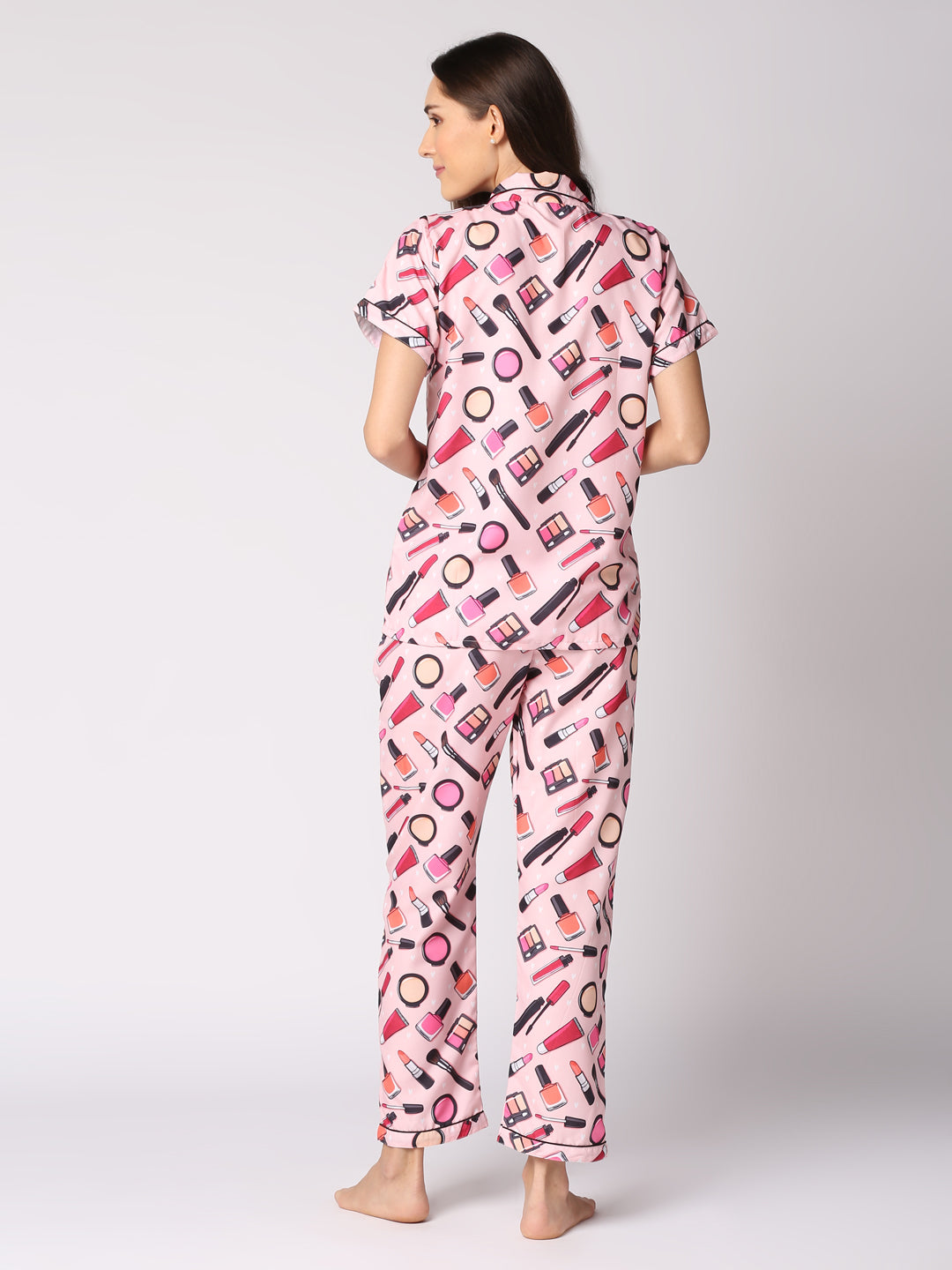 Makeup Forever Button Down Pj Set - Cotton Rayon Pj Set with Notched Collar