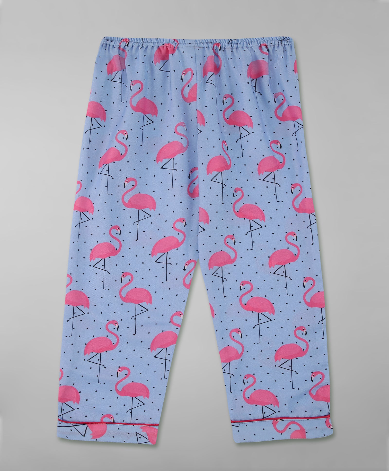 Flamingo and Dots Kids Pj Set - Cotton Rayon Pj Set with Notched Collar