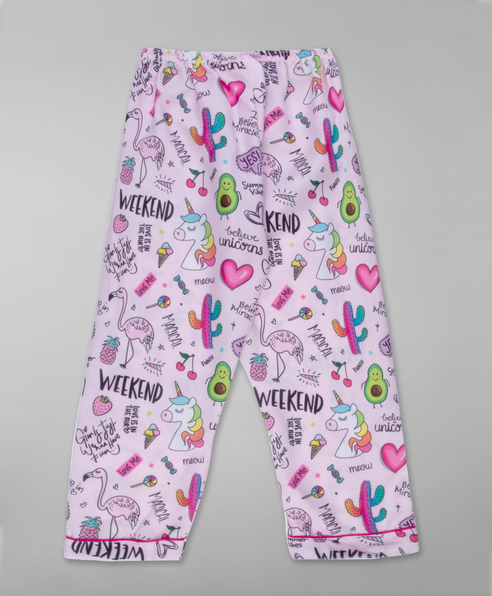 Pink Party Kids Pj Set - Cotton Rayon Pj Set with Notched Collar