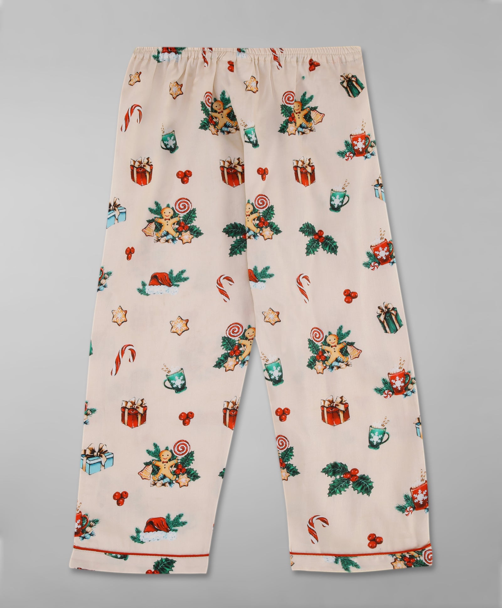 Christmas Cheers Kids Button Down Pj Set - Pure Cotton Pj Set with Notched Collar