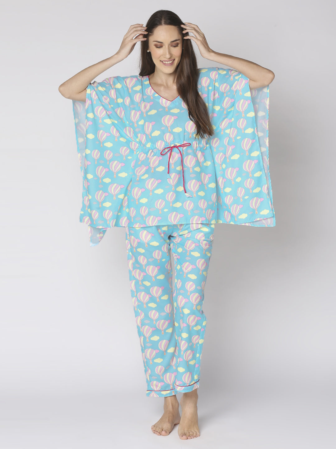 Hot Air Balloon Kaftan Pj Set - Cotton Rayon Pj Set in Kaftan Style