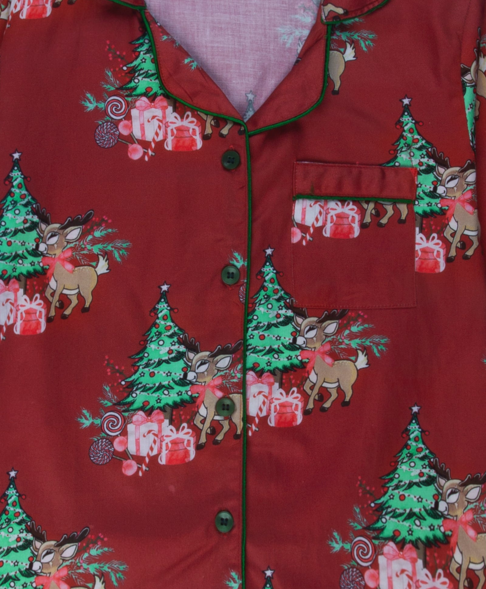 Holly Jolly Kids Button Down Pj Set - Pure Cotton Pj Set with Notched Collar