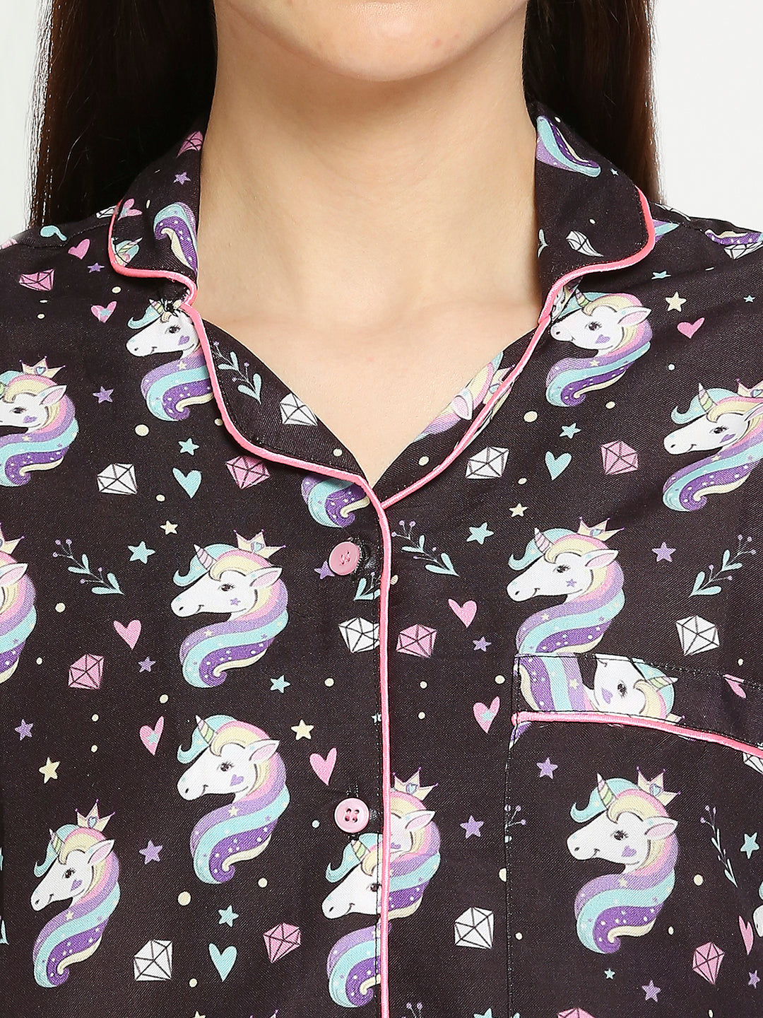 Be A Unicorn Button Down Pj Set - Cotton Rayon Pj Set with Notched Collar