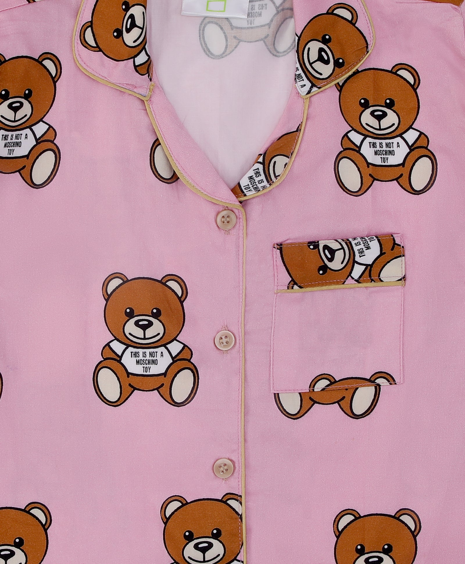 Moschino Kids Button Down Pj Set - Pure Cotton Pj Set with Notched Collar