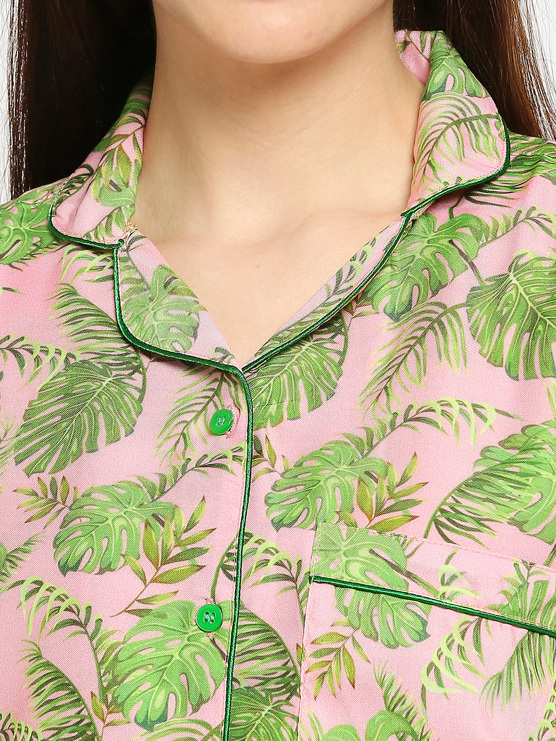 Exotica Button Down Pj Set - Cotton Rayon Pj Set with Notched Collar