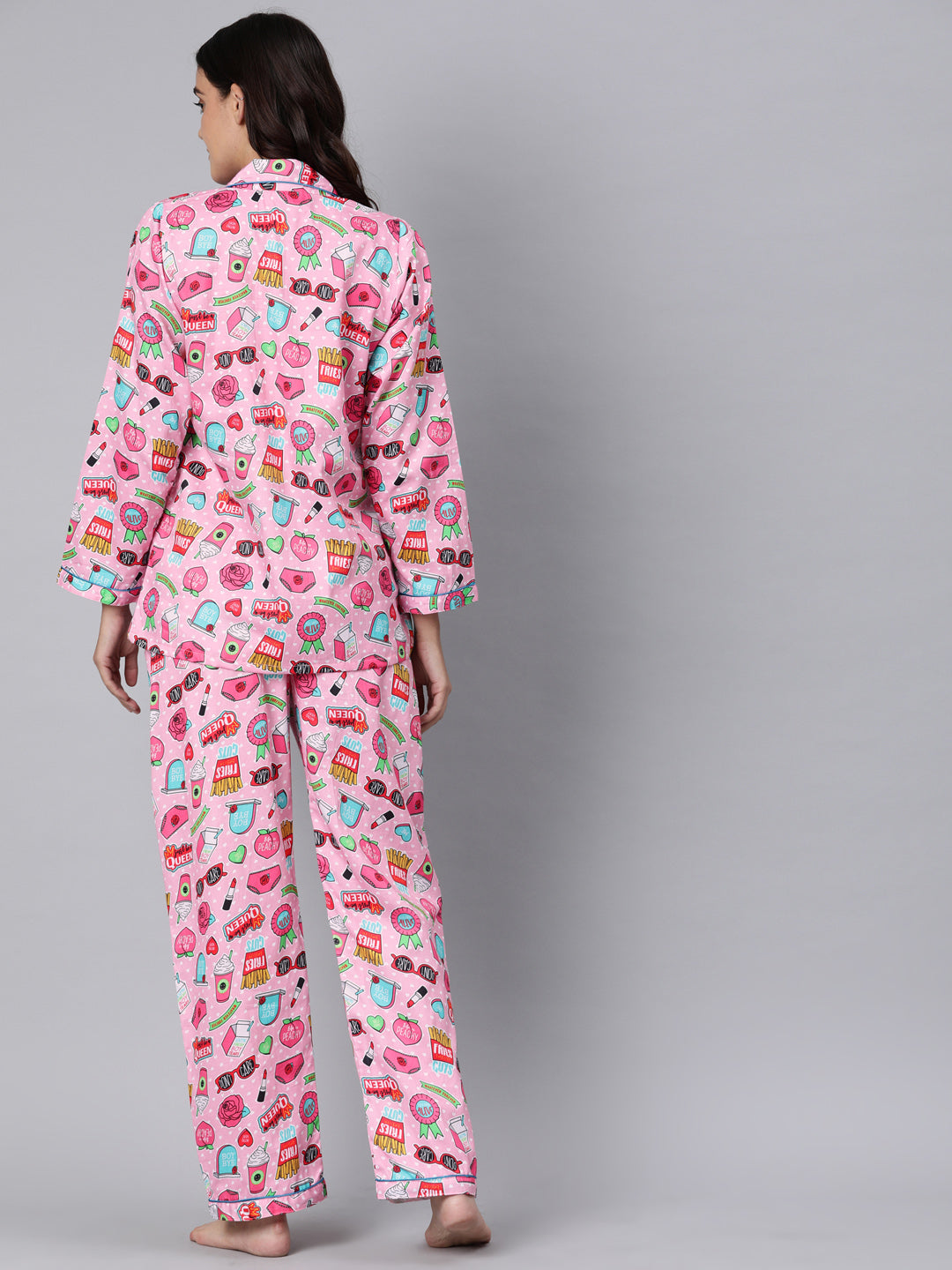 Feminist Button Down Pj Set - Pure Cotton Pj Set with Notched Collar