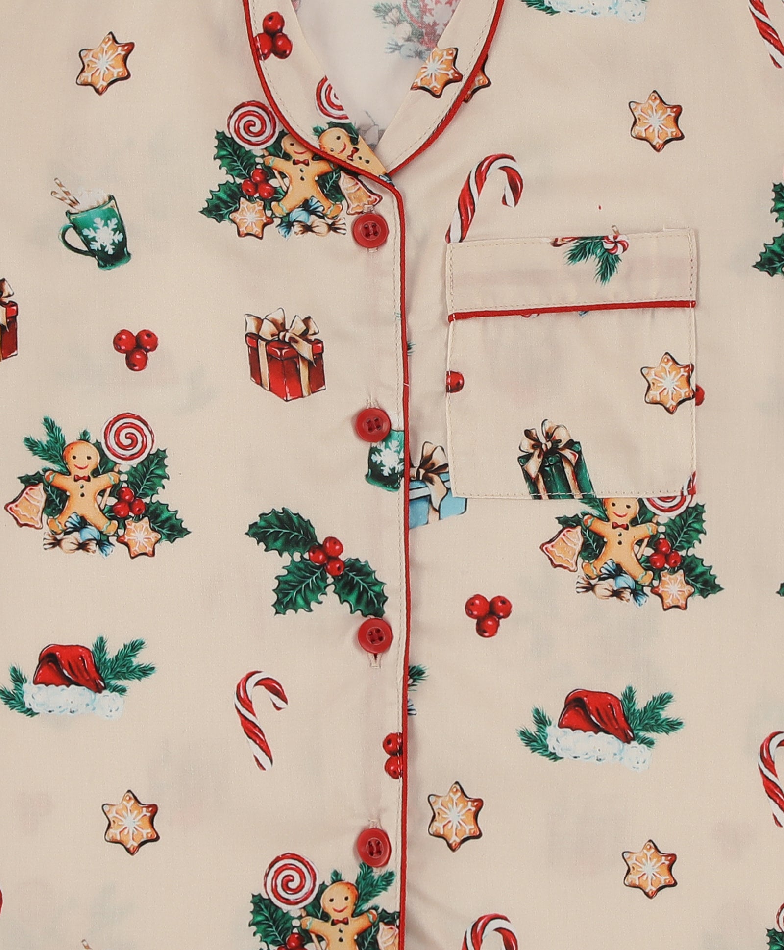 Christmas Cheers Kids Button Down Pj Set - Pure Cotton Pj Set with Notched Collar