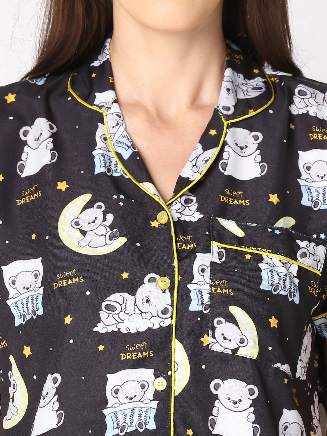 Sweet Dreams Button Down Pj Set - Cotton Rayon Pj Set with Notched Collar