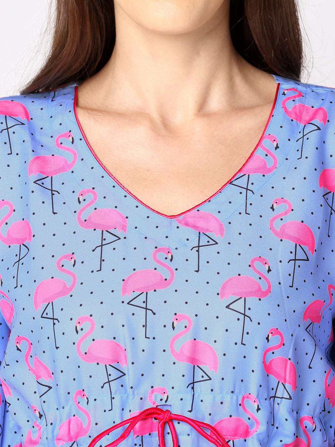 Flamingo & Dots Kaftan Pj Set - Cotton Rayon Pj Set in Kaftan Style