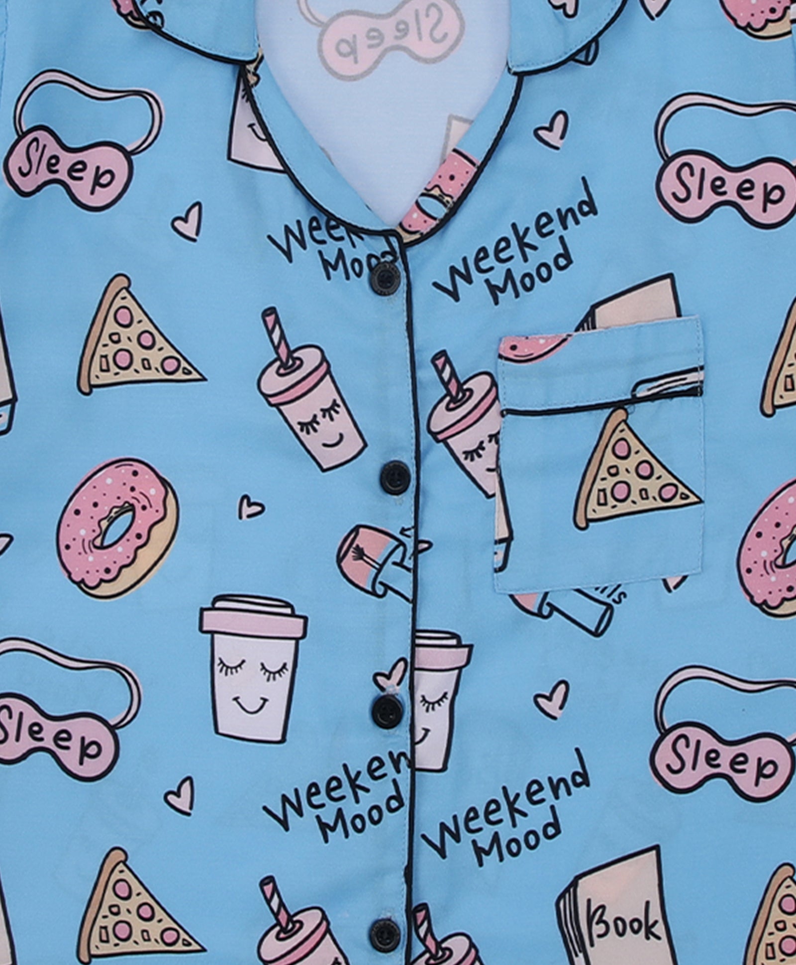 Weekend Mode Kids Pj Set - Cotton Rayon Pj Set with Notched Collar