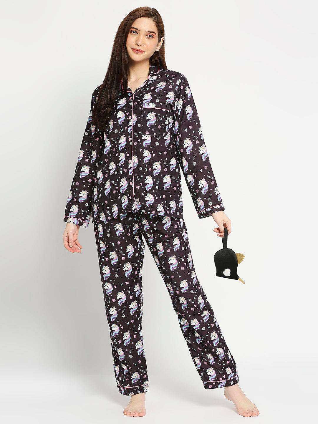 Be A Unicorn Button Down Pj Set - Cotton Rayon Pj Set with Notched Collar