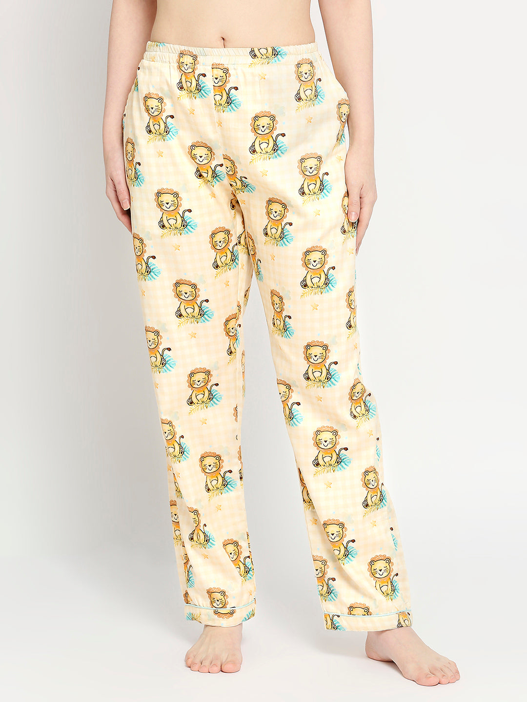 Little Lion Maternity Pj Set - Pure Cotton Pj Set in Round Neck with 2 Invisible Zips for Feeding
