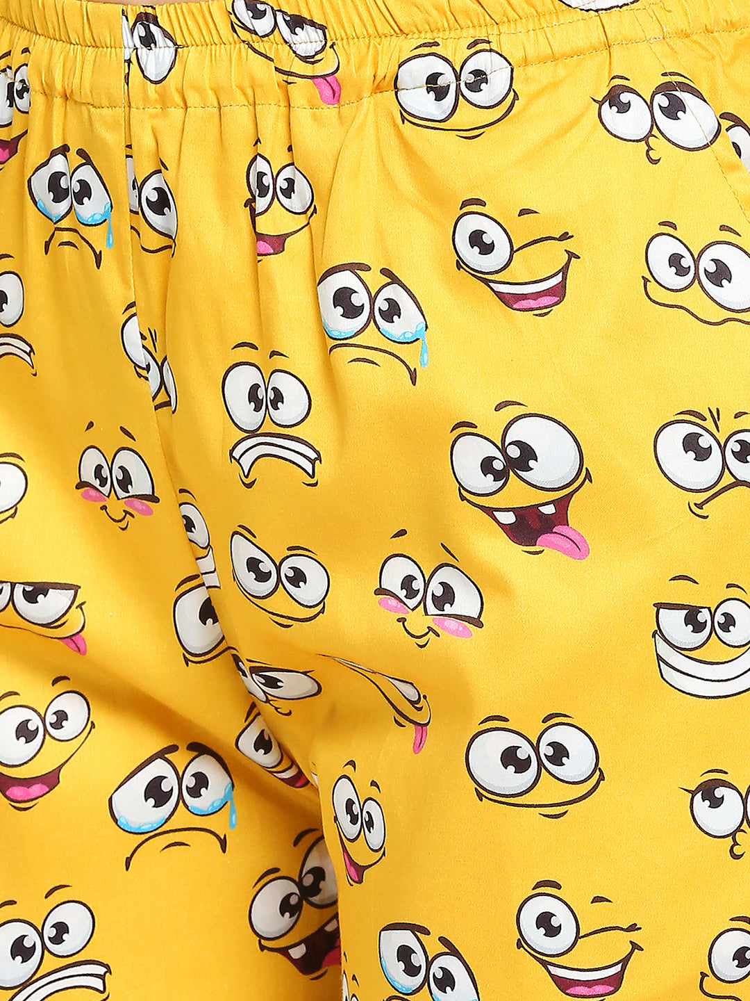 Smiley Button Down Pj Set - Pure Cotton Pj Set with Notched Collar