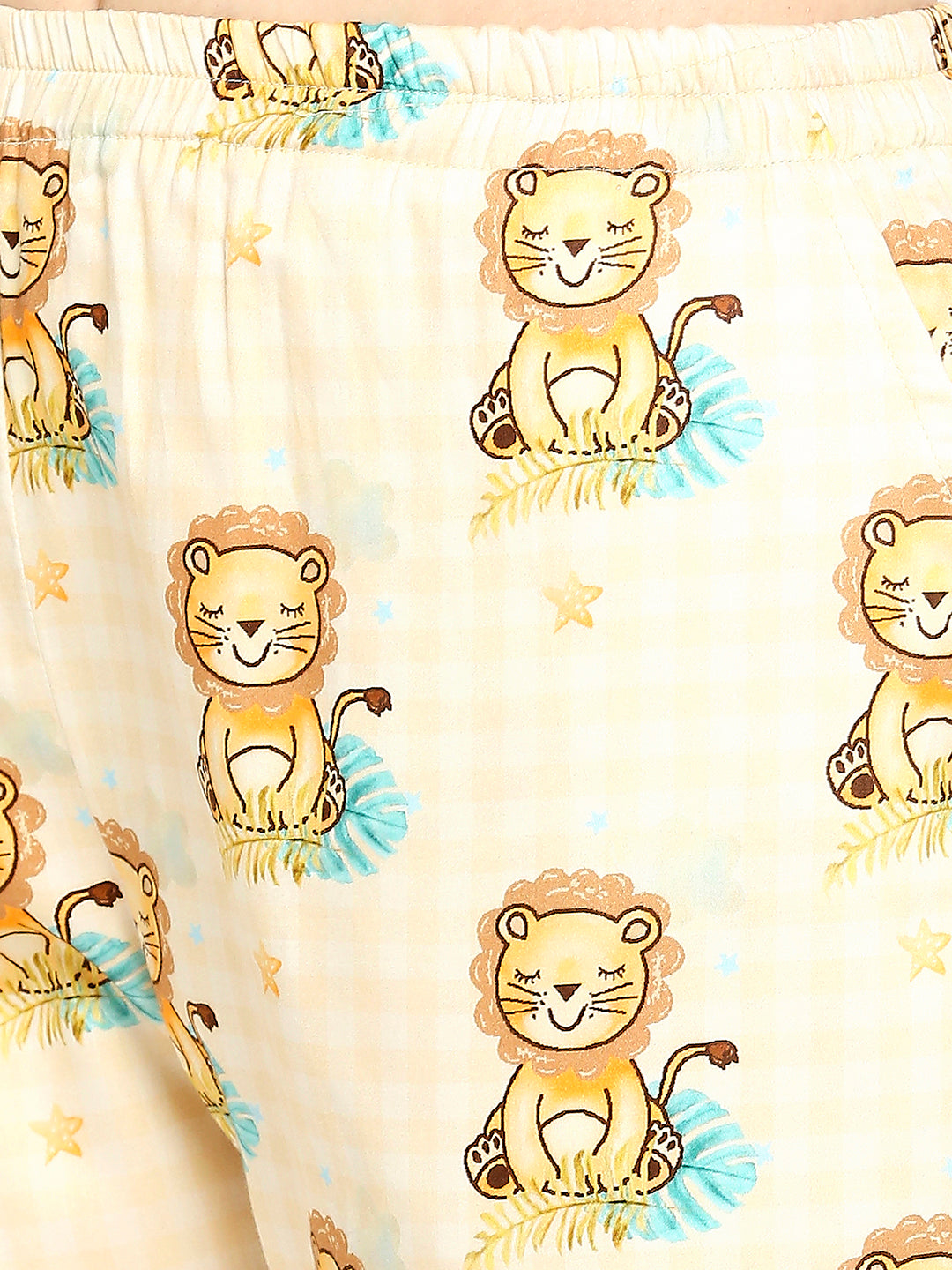 Little Lion Maternity Pj Set - Pure Cotton Pj Set in Round Neck with 2 Invisible Zips for Feeding