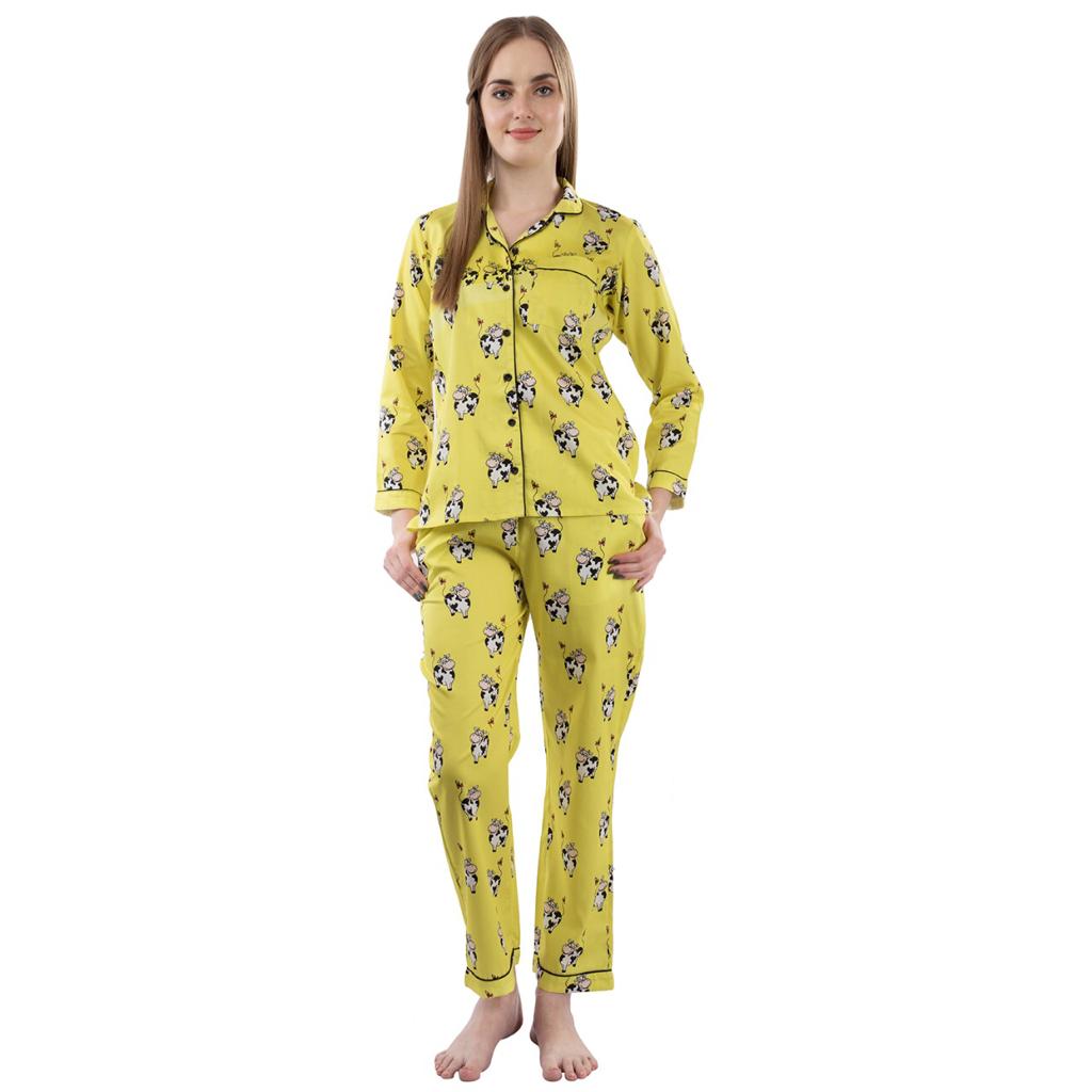 Cute Cows Button Down Pj Set - Pure Cotton Pj Set with Notched Collar