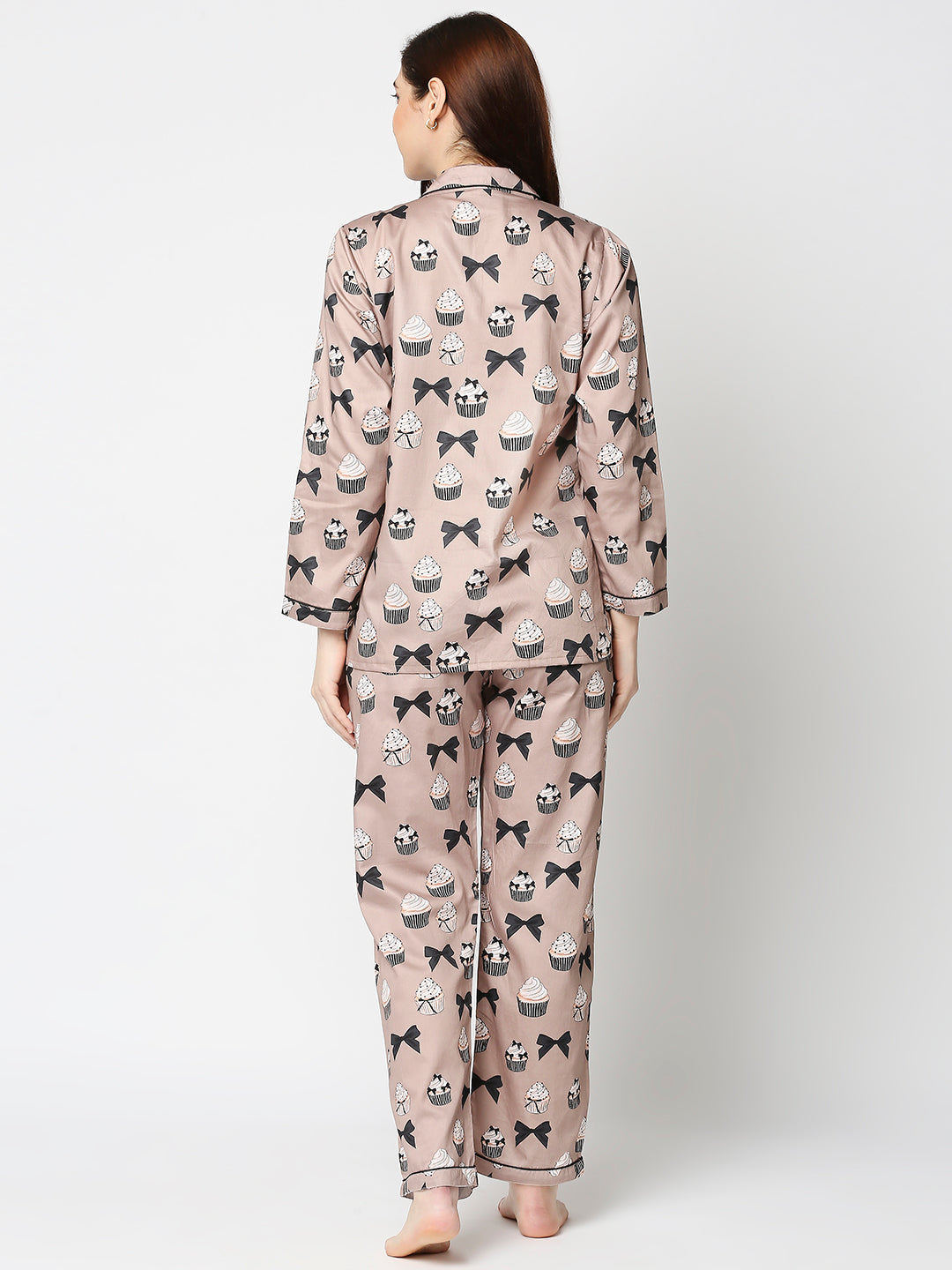 Cup Cake Button Down Pj Set - Pure Cotton Pj Set with Notched Collar