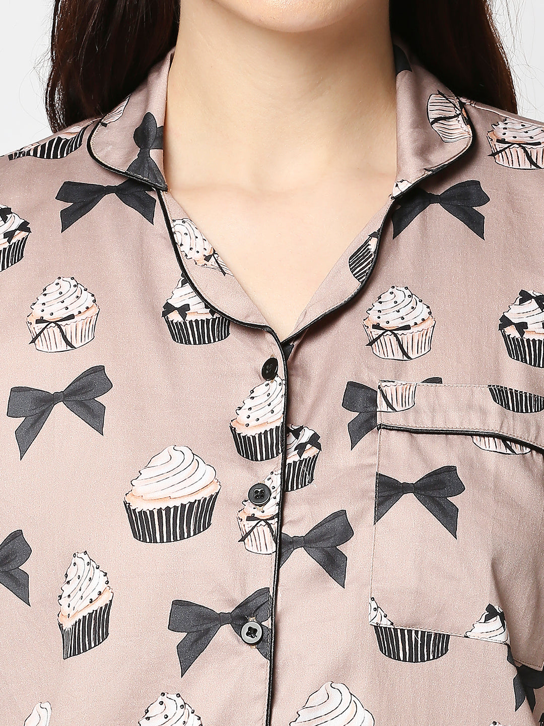 Cup Cake Button Down Pj Set - Pure Cotton Pj Set with Notched Collar
