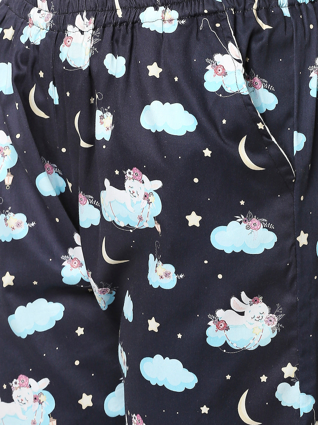 Bunny In The Cloud Button Down Pj Set - Pure Cotton Pj Set with Notched Collar