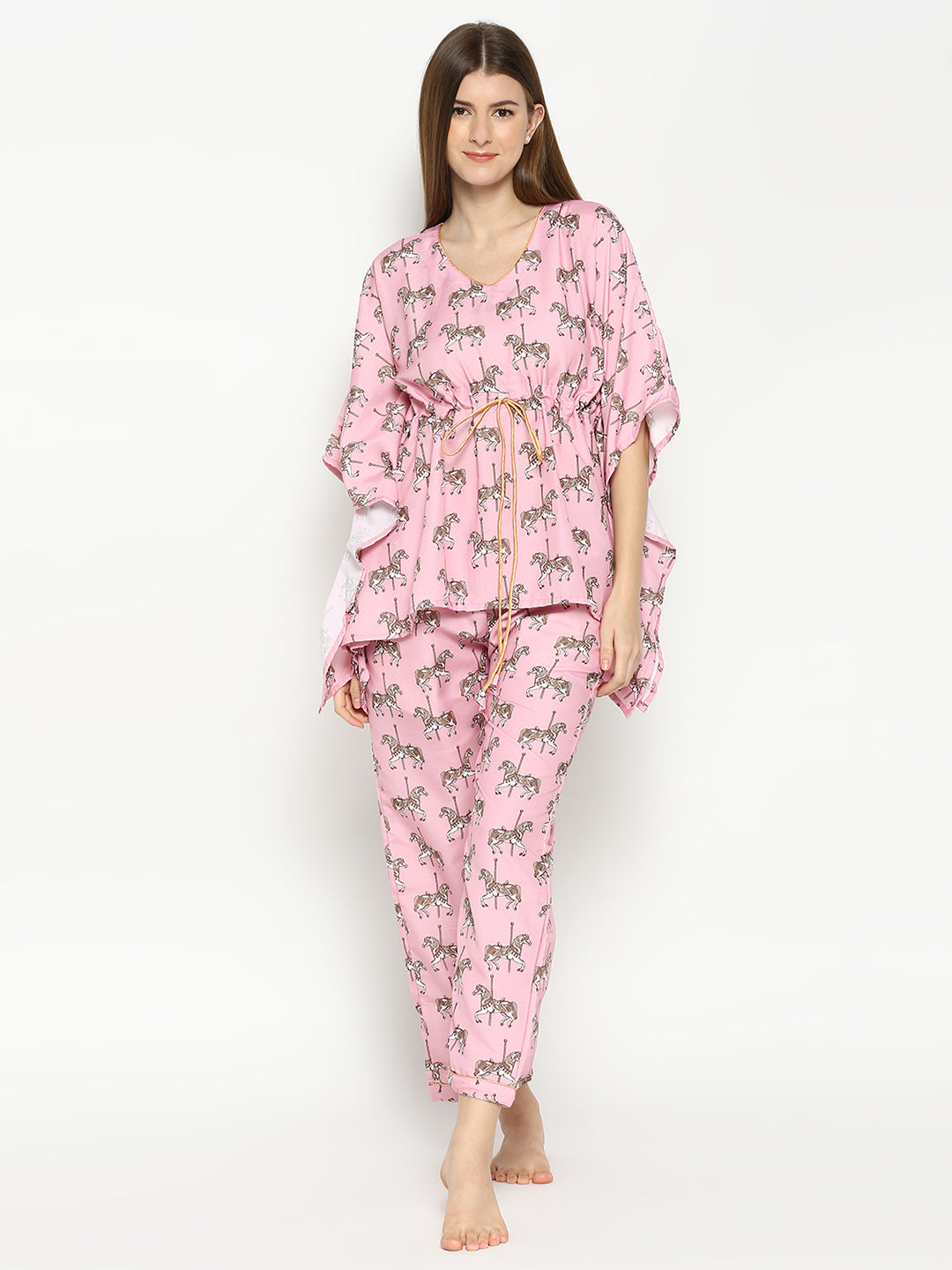 Royal Horse Kaftan Pj Set - Cotton Rayon Pj Set in Kaftan Style