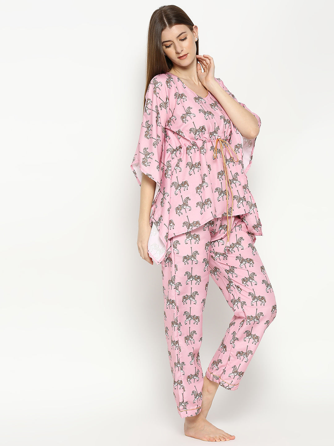 Royal Horse Kaftan Pj Set - Cotton Rayon Pj Set in Kaftan Style