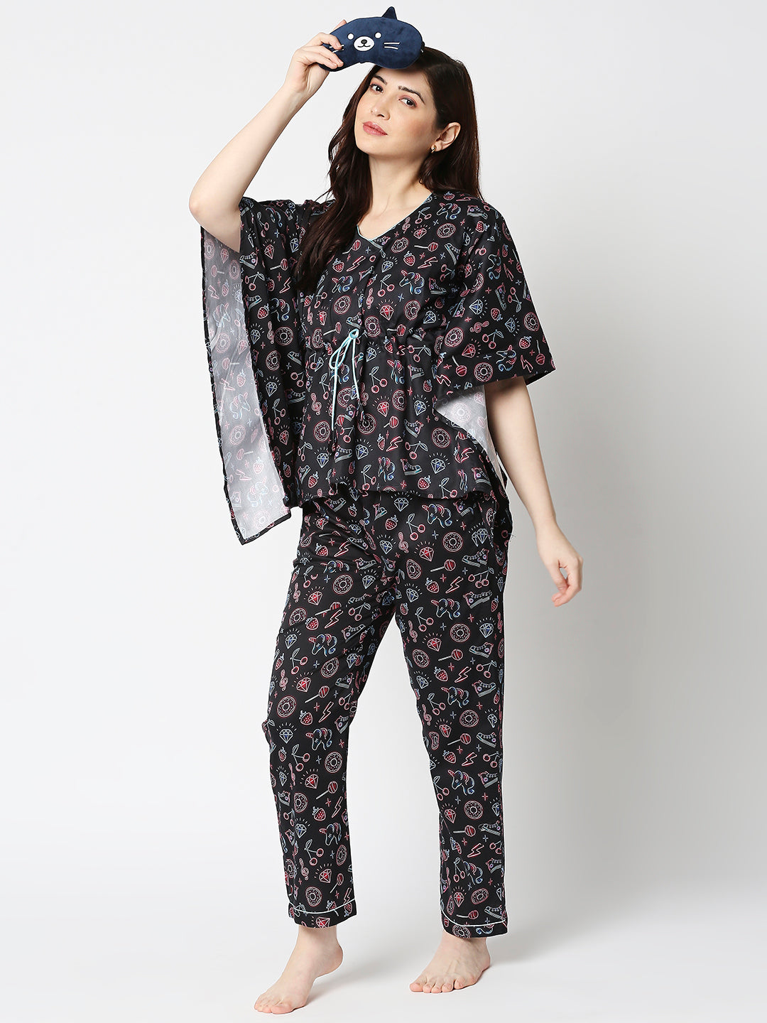 Neon Party Kaftan Pj Set - Pure Cotton Pj Set in Kaftan Style