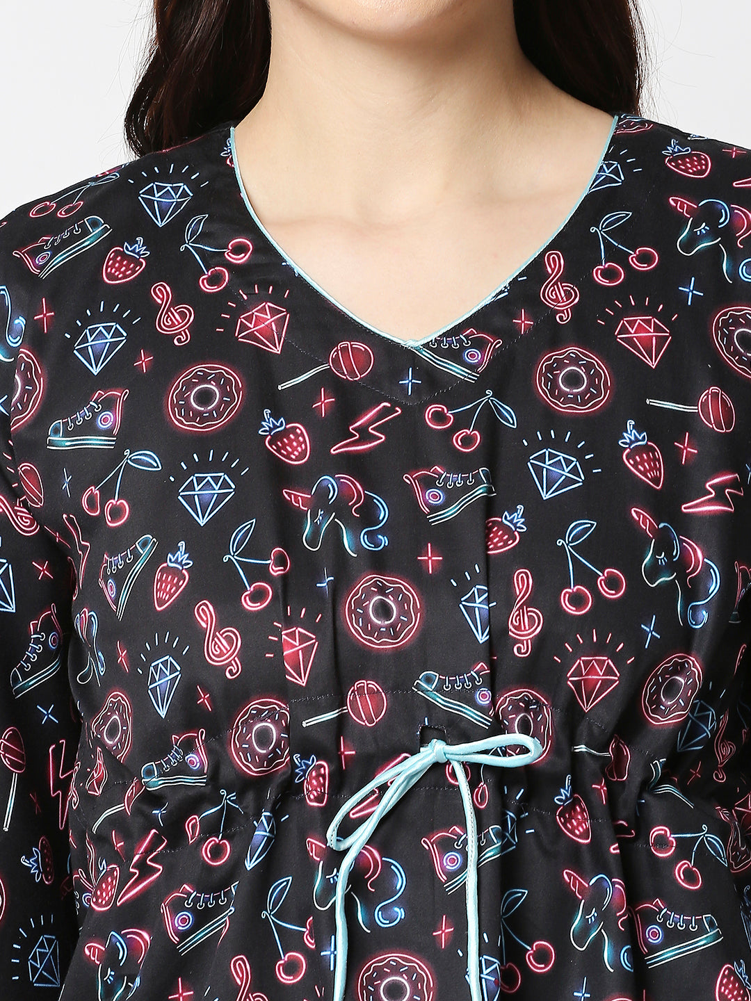 Neon Party Kaftan Pj Set - Pure Cotton Pj Set in Kaftan Style