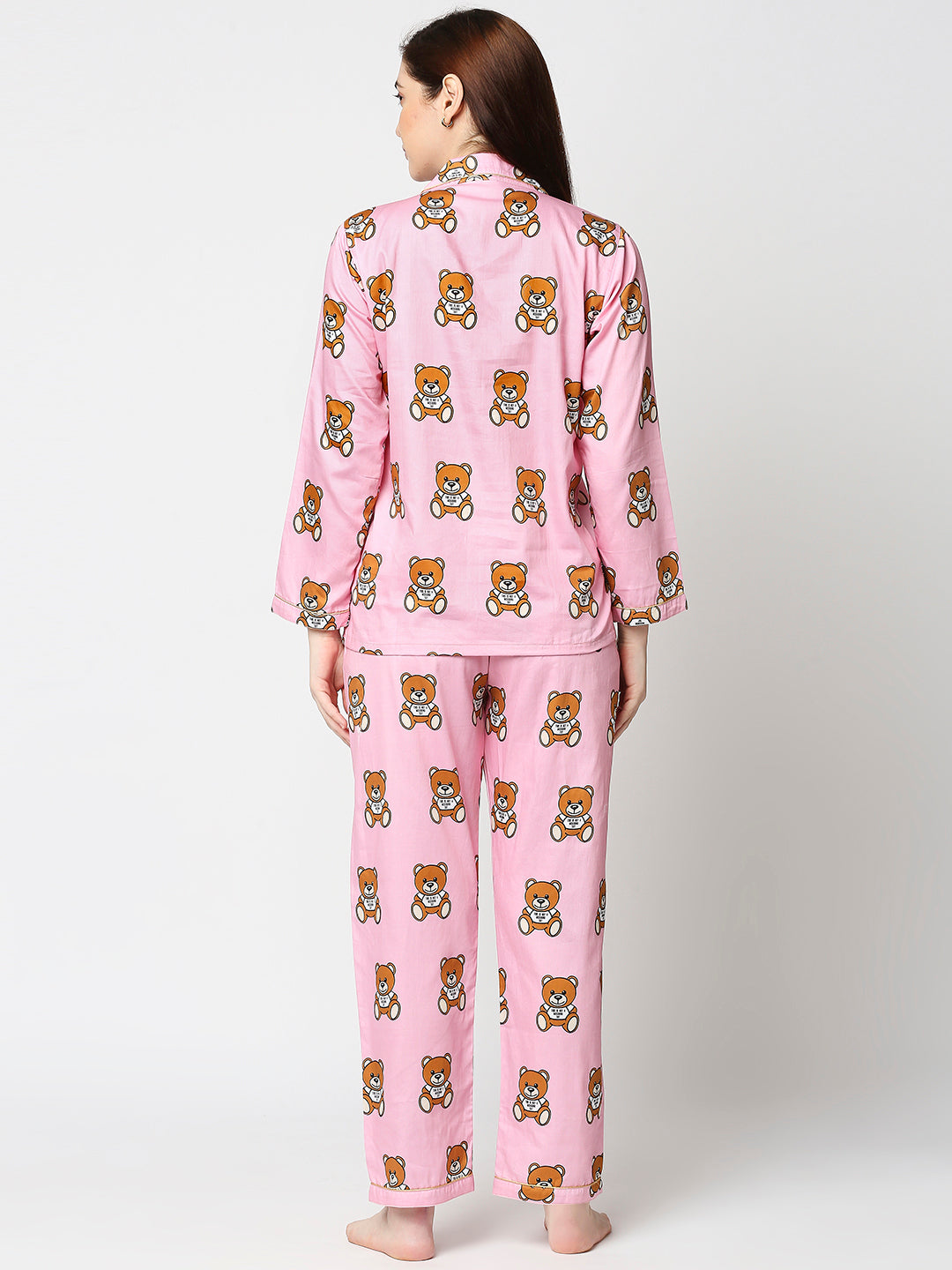 Moschino Button Down Pj Set - Pure Cotton Pj Set with Notched Collar