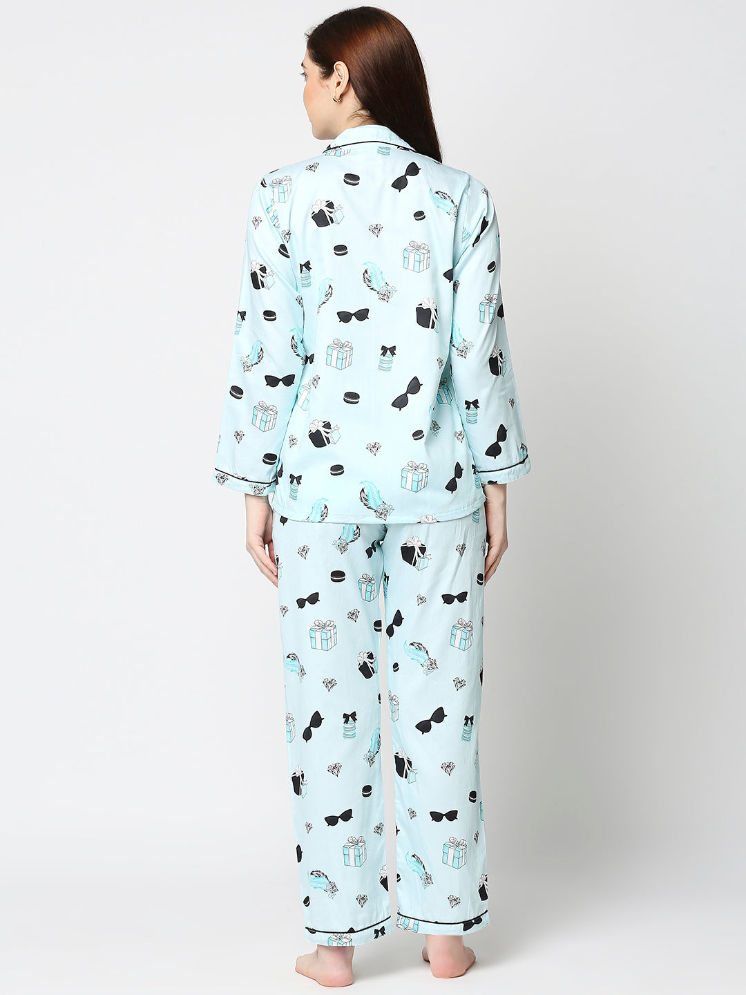 Breakfast at Tiffanys Button Down Pj Set - Pure Cotton Pj Set with Notched Collar