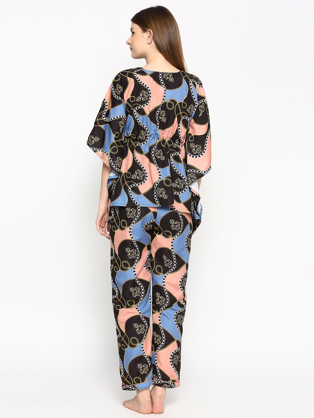 Gold Baroque Kaftan Pj Set - Cotton Rayon Pj Set in Kaftan Style