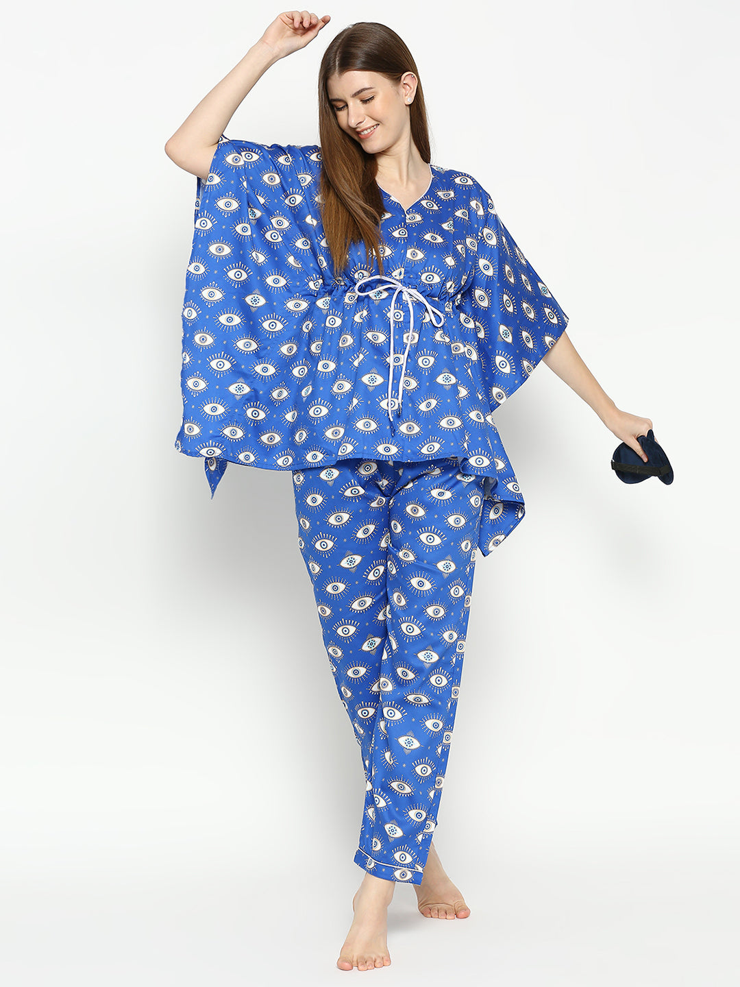 Nazar Maternity Kaftan Pj Set - Pure Cotton Pj Set in Kaftan Style with Single Invisible Zip for Feeding