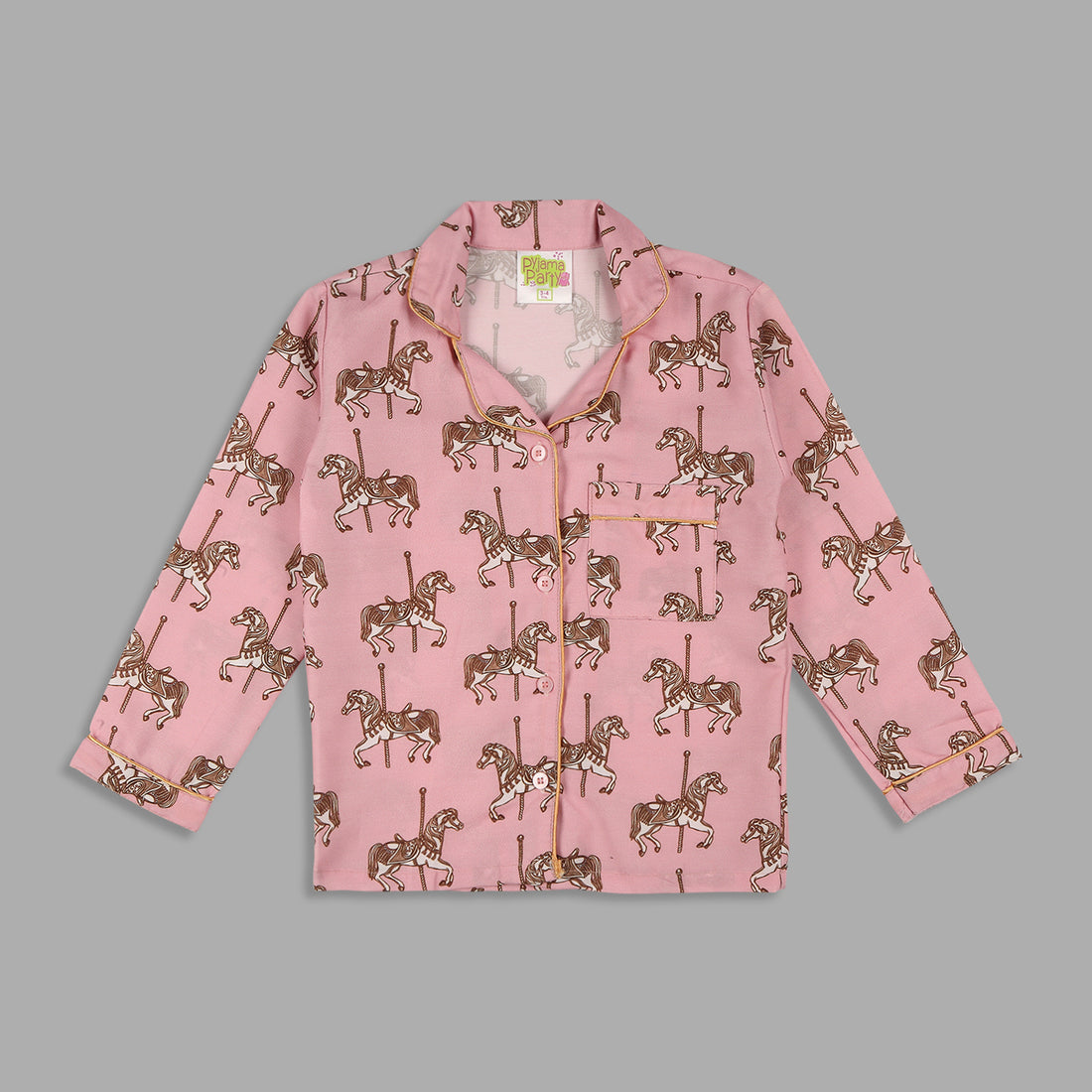 Royal Horse Kids Pj Set - Cotton Rayon Pj Set with Notched Collar