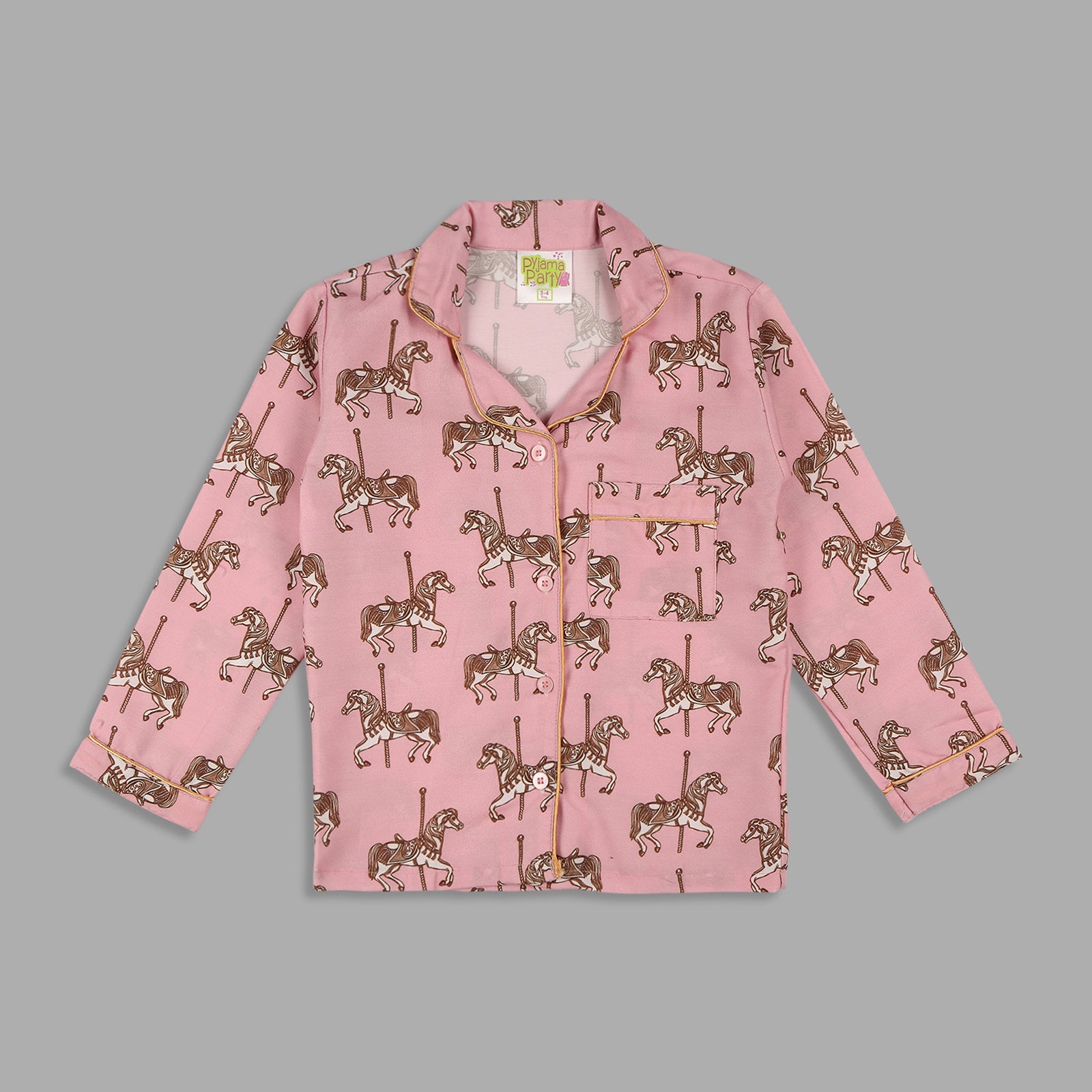 Royal Horse Kids Pj Set - Cotton Rayon Pj Set with Notched Collar