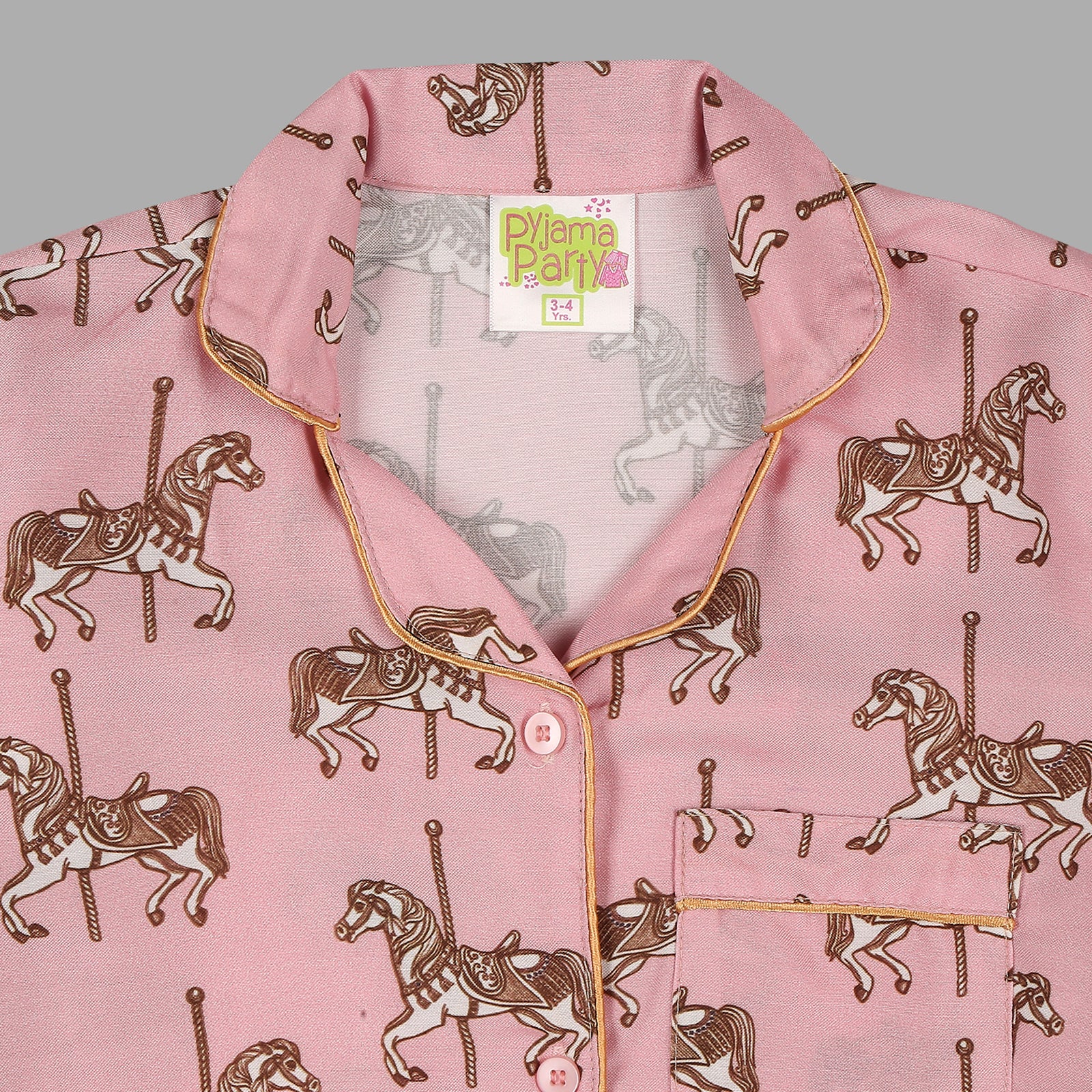 Royal Horse Kids Pj Set - Cotton Rayon Pj Set with Notched Collar