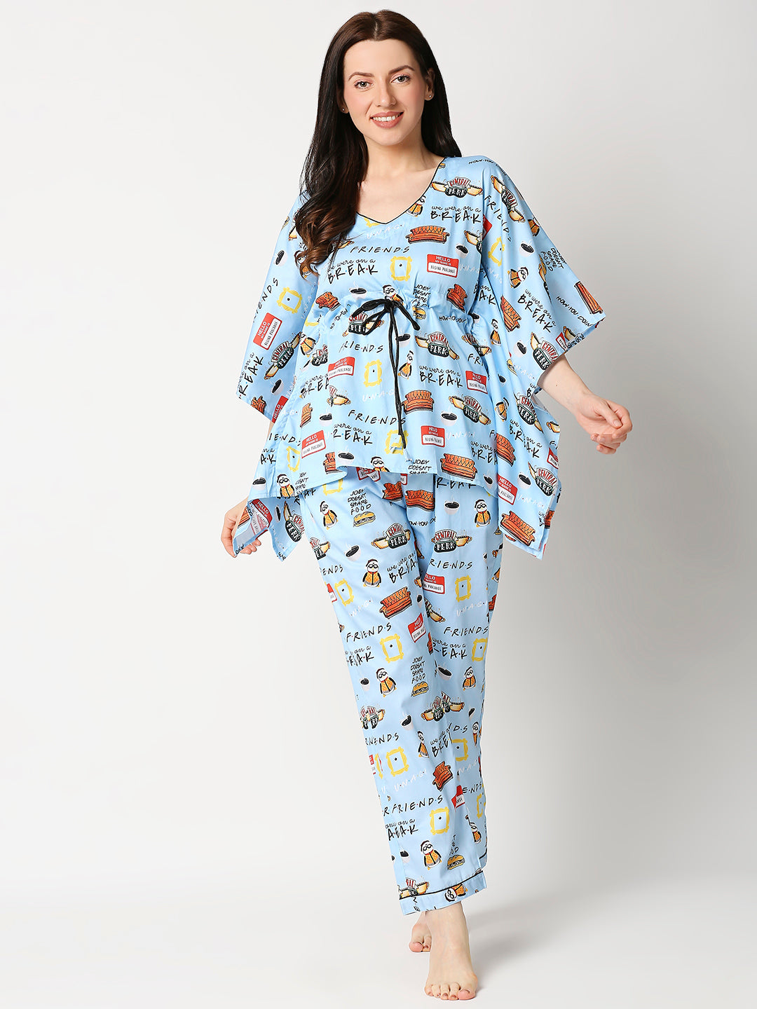 Friends Kaftan Pj Set - Pure Cotton Pj Set in Kaftan Style