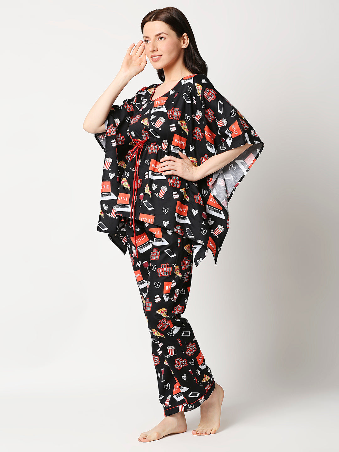 Netflix & Chill Kaftan Pj Set - Pure Cotton Pj Set in Kaftan Style