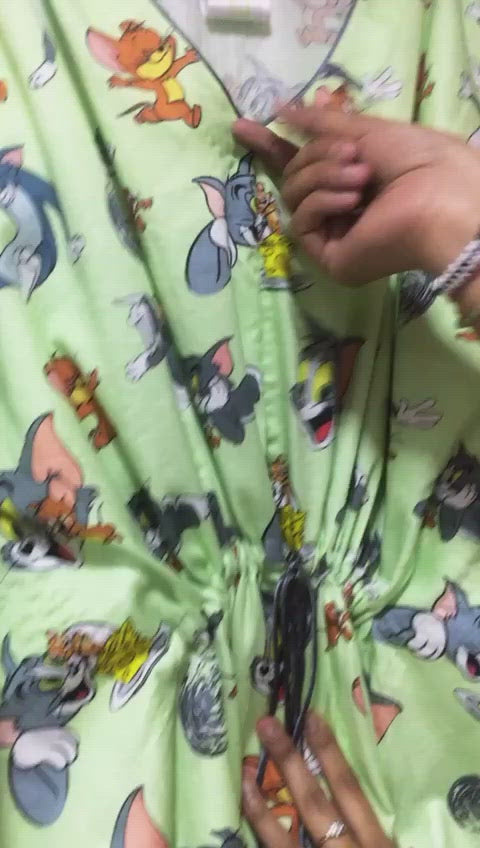 Tom & Jerry Maternity Kaftan Gown -With Single Invisible Zip for Feeding
