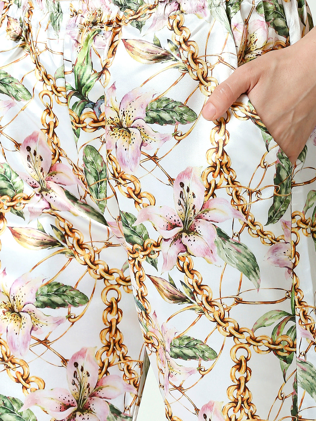 Vintage Lily Satin Kaftan Pj Set - Luxury Printed Kaftan Pj Set