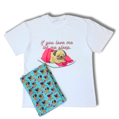 Snuggle Pug T-shirt Pj Set - Oversized Tshirt with Pj Combo