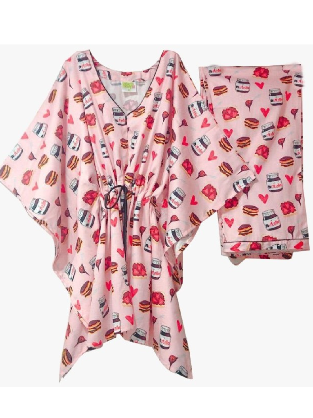 Nuts About Nutella Kaftan Pj Set - Pure Cotton Pj Set in Kaftan Style