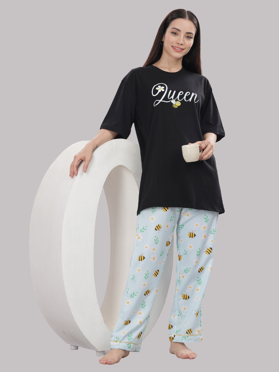 Busy Bee T-shirt Pj Set - Oversized Tshirt with Pj Combo