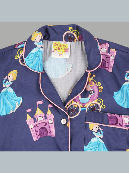 Cinderella Kids Button Down Pj Set - Pure Cotton Pj Set with Notched Collar